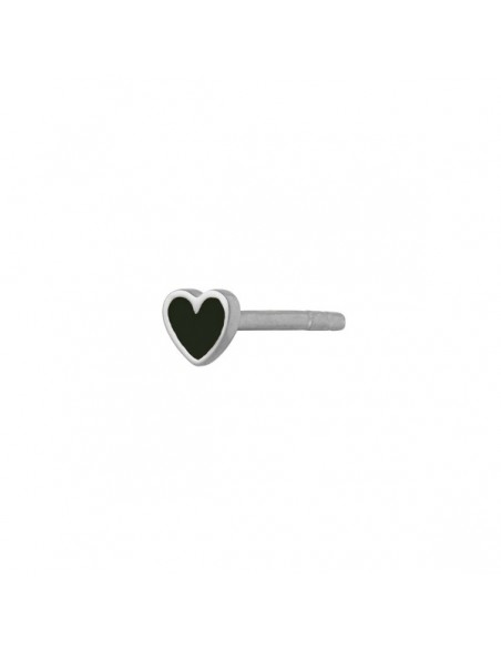 STINE A - PETIT LOVE HEART BLACK ENAMEL SILVER STINE A - PETIT LOVE HEART BLACK ENAMEL SILVER