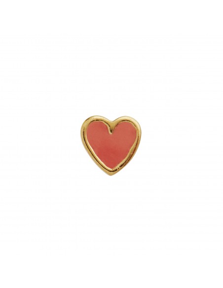 STINE A - PETIT LOVE HEART CORAL ENAMEL SILVER STINE A - PETIT LOVE HEART CORAL ENAMEL SILVER