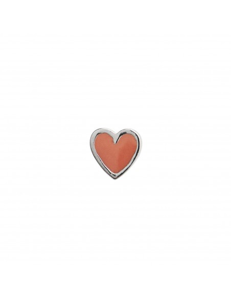 STINE A - PETIT LOVE HEART CORAL ENAMEL SILVER STINE A - PETIT LOVE HEART CORAL ENAMEL SILVER