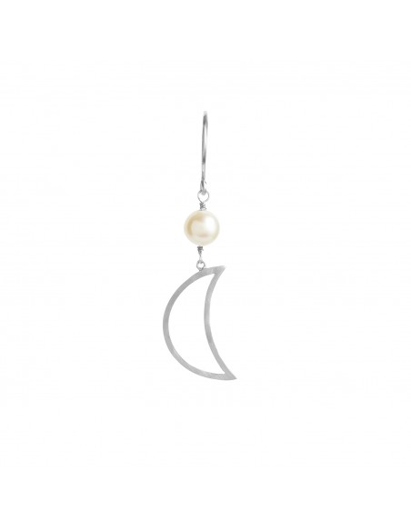 STINE A - BELLA MOON EARRING WITH PEARL SILVER STINE A - BELLA MOON EARRING WITH PEARL SILVER