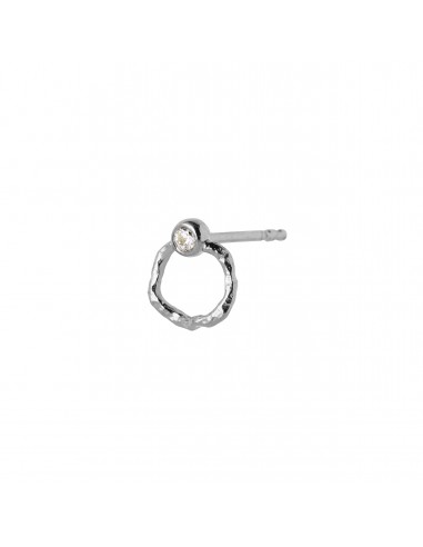 STINE A - PETIT WAVY CIRCLE EARRING WITH STONE SILVER