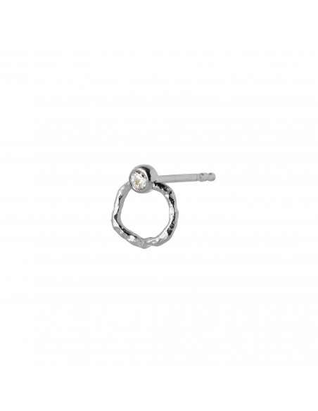 STINE A - PETIT WAVY CIRCLE EARRING WITH STONE SILVER STINE A - PETIT WAVY CIRCLE EARRING WITH STONE SILVER