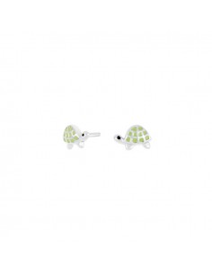 NOA KIDS JEWELLERY - RHD. SØLVØRESTIKKER SKILDPADDE M/GRØN EMALJE