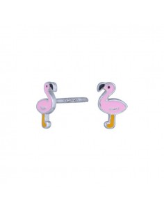 NOA KIDS JEWELLERY - RHD. SØLVØRESTIKKER FLAMINGO M/EMALJE