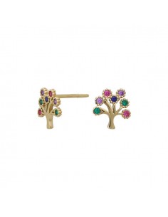 SIERSBØL - 8KT. GULDØRESTIKKER LIVETS TRÆ M/FARVET CZ