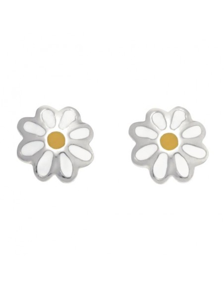 NOA KIDS JEWELLERY - RHD. SØLV ØRESTIKKER BLOMST M/HVID OG GUL  EMALJE NOA KIDS JEWELLERY - RHD. SØLV ØRESTIKKER BLOMST M/HVID OG GUL  EMALJE
