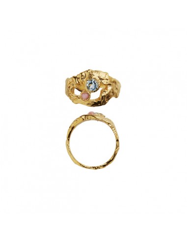 STINE A - MY LOVE ROCK RING WITH BLUE TOPAS/PINK OPAL