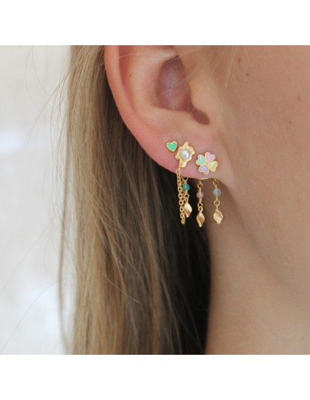 STINE A - LOVE HEART CLOVER ENAMEL EARRING STINE A - LOVE HEART CLOVER ENAMEL EARRING