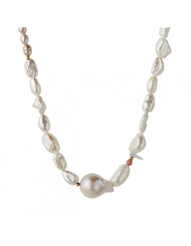 STINE A - CHUNKY GLAMOUR PEARL NECKLACE - WHITE & ROSE