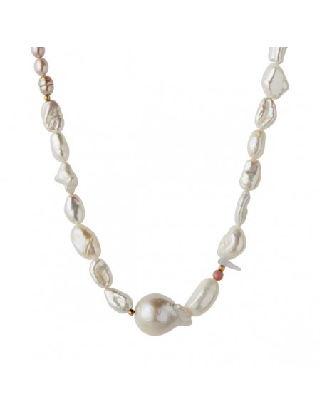 STINE A - CHUNKY GLAMOUR PEARL NECKLACE - WHITE & ROSE STINE A - CHUNKY GLAMOUR PEARL NECKLACE - WHITE & ROSE