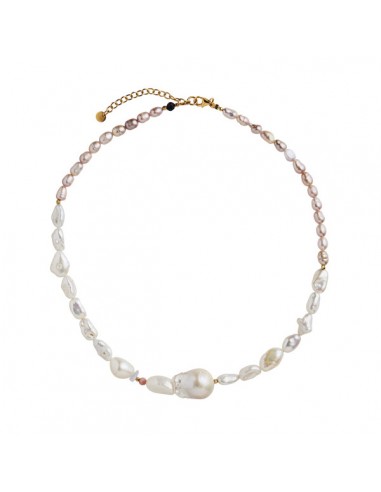STINE A - CHUNKY GLAMOUR PEARL NECKLACE - WHITE & ROSE