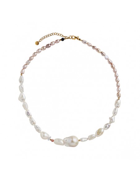 STINE A - CHUNKY GLAMOUR PEARL NECKLACE - WHITE & ROSE STINE A - CHUNKY GLAMOUR PEARL NECKLACE - WHITE & ROSE