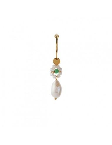 STINE A - HEAVENLY FLOWER PEARL HOOP WITH GREEN STONE & PEARL