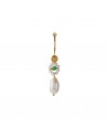STINE A - HEAVENLY FLOWER PEARL HOOP WITH GREEN STONE & PEARL