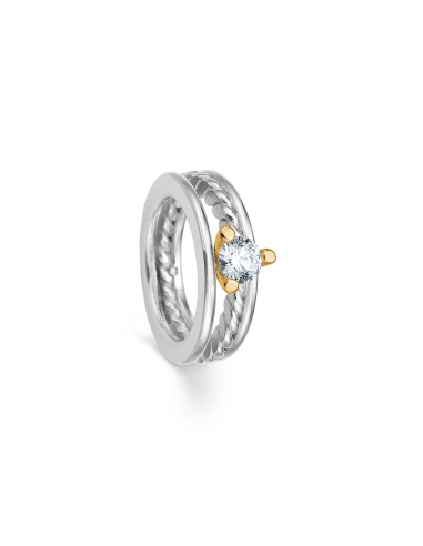 Randers Sølv | Zirconia ring m/guldfatning