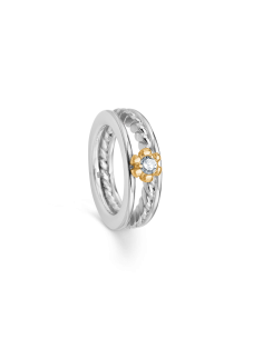 Randers Sølv | Zirconia ring m/guldfatning