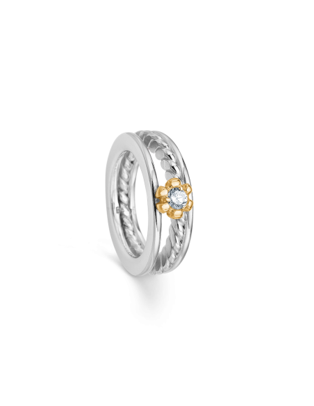 Randers Sølv | Zirconia ring m/guldfatning