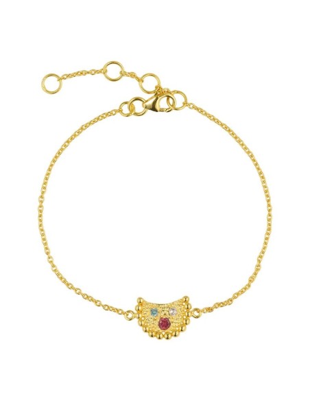 BYKJAERGAARD - ANCIENT ARMBÅND I 18 KARAT GULDBELAGT SØLV MED BLÅ TOPAS, PINK TURMALIN OG HVID TOPAS