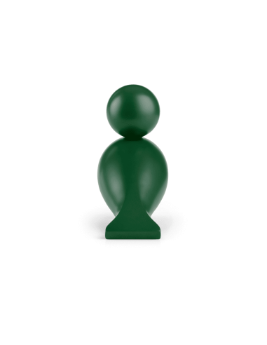 KAY BOJESEN - SANGFUGL GEORG - TRÆFIGUR I  MØRKEGRØN MALET BØG OG BLADSØLV