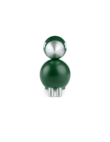 KAY BOJESEN - SANGFUGL GEORG - TRÆFIGUR I  MØRKEGRØN MALET BØG OG BLADSØLV