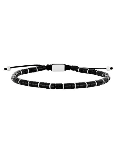 SON OF NOA | Armbånd black onyx med stål 19-25cm