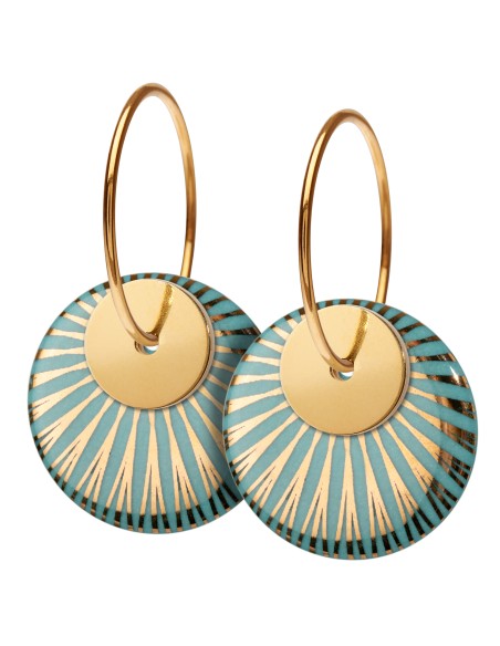 SCHERNING - SPLASH DUO · ØRERINGE · AQUAMARINE/GOLD