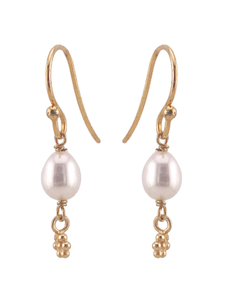 SUSANNE FRIIS BJØRNER | Sølv øreringe m. hvide ferskvandsperler