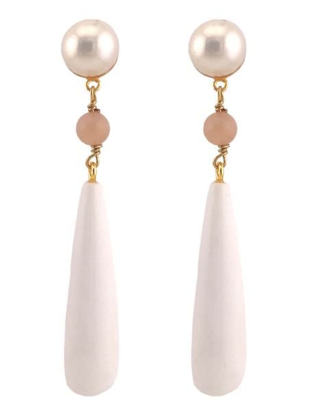 SUSANNE FRIIS BJØRNER | Forg. Sølv m. peach månesten og hvid agat