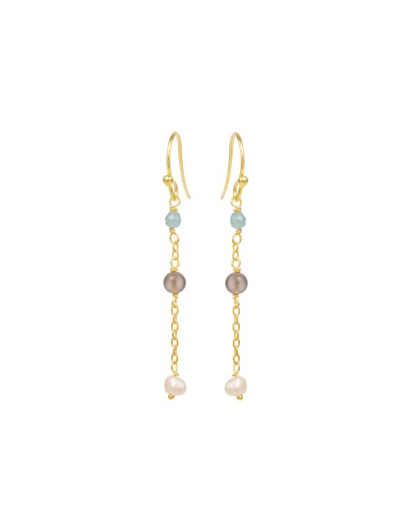 SUSANNE FRIIS BJØRNER | Ørestikker forgyldt m. amazonit og grå månesten