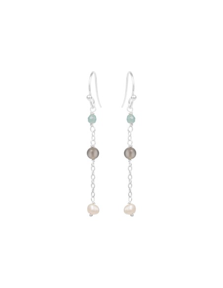 SUSANNE FRIIS BJØRNER | Ørestikker sølv m. amazonit og grå månesten