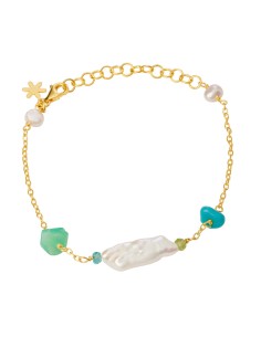 SUSANNE FRIIS BJØRNER | Armbånd i forgyldt sølv med blanding af perler og sten