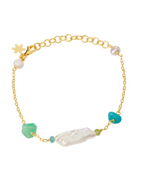 SUSANNE FRIIS BJØRNER | Armbånd i forgyldt sølv med blanding af perler og sten