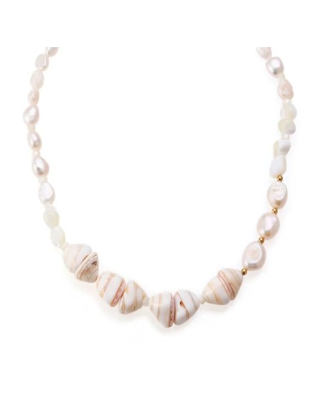 SISTIE - Kora - perlehalskæde med skaller Forgyldt SISTIE - Kora - perlehalskæde med skaller Forgyldt