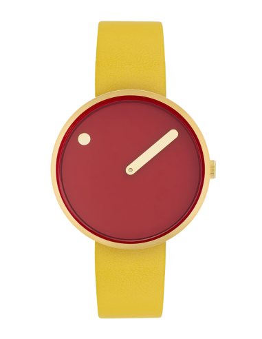 PICTO | 34 MM / CINNAMON RED DIAL / CANARY YELLOW LEATHER STRAP