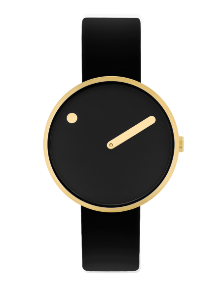 PICTO | 34 MM / BLACK DIAL / BLACK LEATHER STRAP