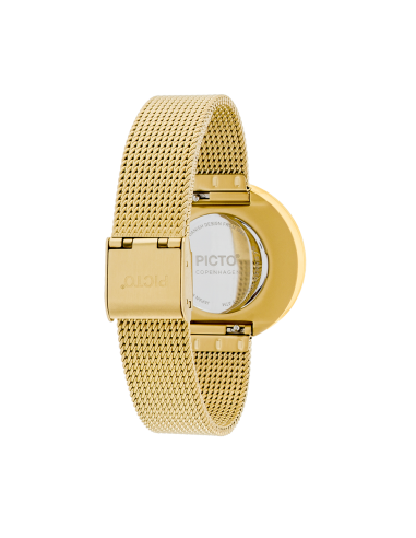 PICTO | 34 MM / BLACK DIAL / MATT GOLD MESH BAND