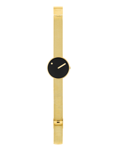 PICTO | 34 MM / BLACK DIAL / MATT GOLD MESH BAND