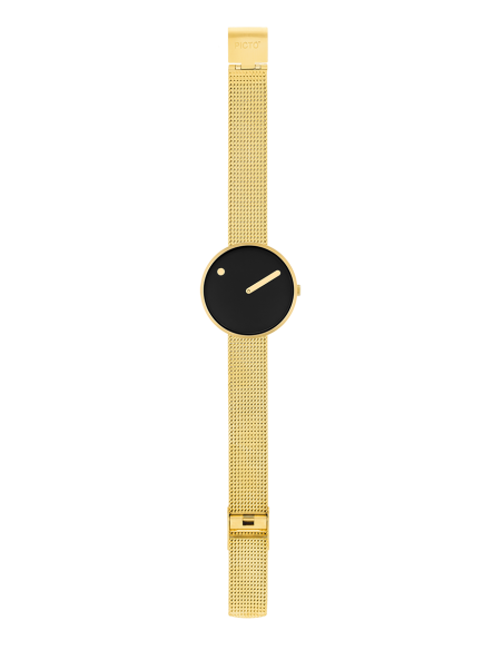 PICTO | 34 MM / BLACK DIAL / MATT GOLD MESH BAND