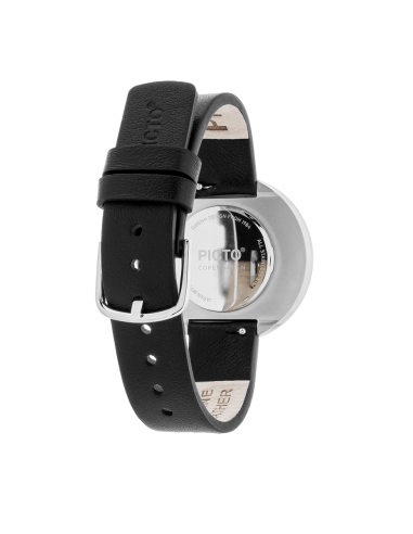 PICTO | 34 MM / BLACK DIAL / BLACK LEATHER STRAP