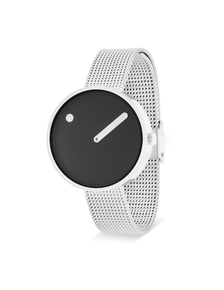 PICTO | 34 MM / BLACK DIAL / MATT STEEL MESH BAND