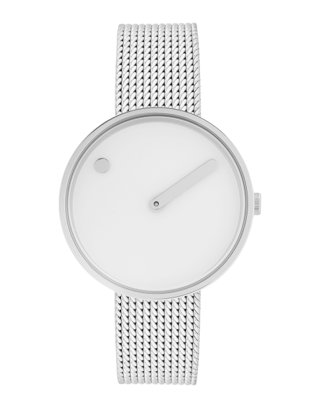 PICTO | 34 MM / WHITE DIAL / MATT STEEL MESH BAND