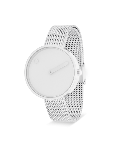 PICTO | 34 MM / WHITE DIAL / MATT STEEL MESH BAND