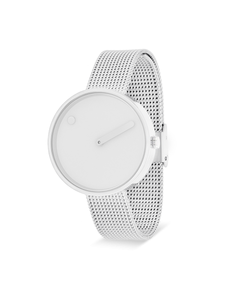 PICTO | 34 MM / WHITE DIAL / MATT STEEL MESH BAND