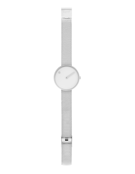 PICTO | 34 MM / WHITE DIAL / MATT STEEL MESH BAND