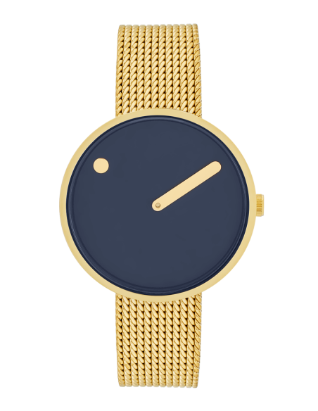 PICTO | 34 MM / MIDNIGHT BLUE DIAL / MATT GOLD MESH BAND