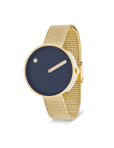 PICTO | 34 MM / MIDNIGHT BLUE DIAL / MATT GOLD MESH BAND