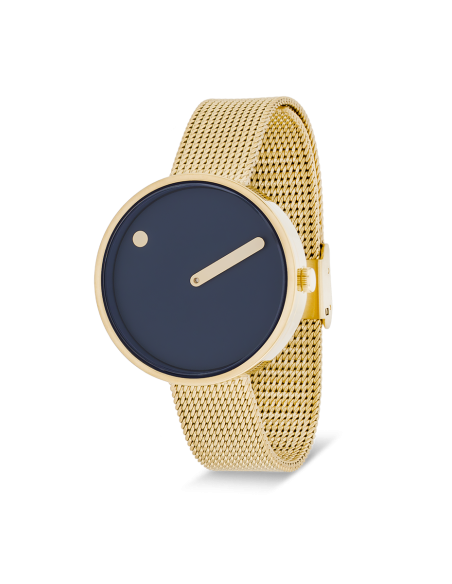 PICTO | 34 MM / MIDNIGHT BLUE DIAL / MATT GOLD MESH BAND