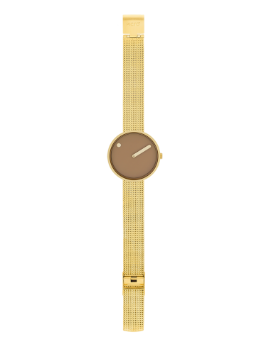 PICTO | 34 MM / CAPPUCCINO BROWN DIAL / MATT GOLD MESH BAND