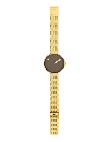 PICTO | 34 MM / MOCHA BROWN DIAL / MATT GOLD MESH BAND