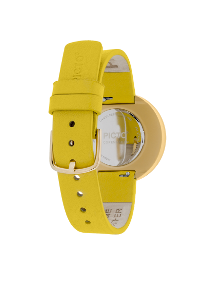 PICTO | 34 MM / CINNAMON RED DIAL / CANARY YELLOW LEATHER STRAP